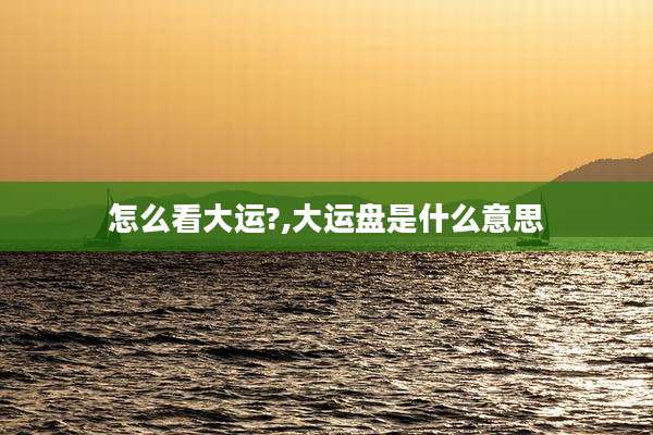 怎么看大运?,大运盘是什么意思