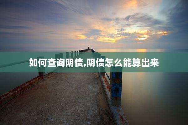 如何查询阴债,阴债怎么能算出来