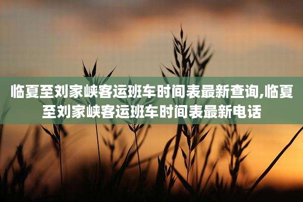 临夏至刘家峡客运班车时间表最新查询,临夏至刘家峡客运班车时间表最新电话