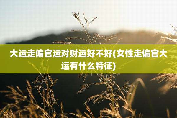 大运走偏官运对财运好不好(女性走偏官大运有什么特征)