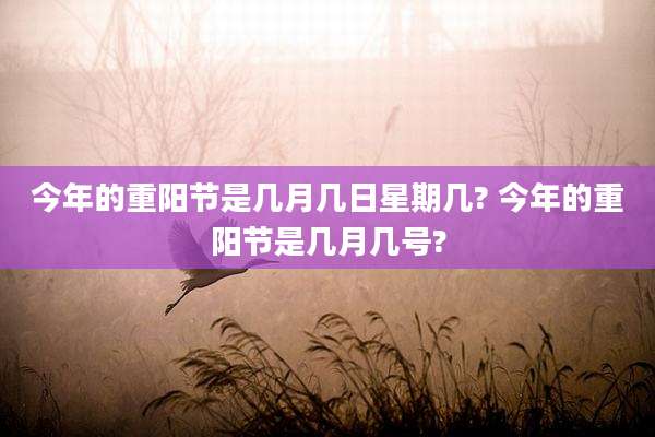 今年的重阳节是几月几日星期几? 今年的重阳节是几月几号?