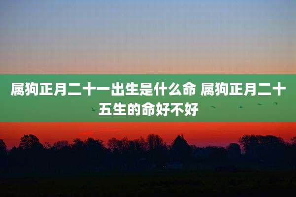 属狗正月二十一出生是什么命 属狗正月二十五生的命好不好