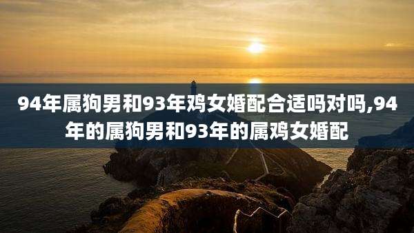 94年属狗男和93年鸡女婚配合适吗对吗,94年的属狗男和93年的属鸡女婚配