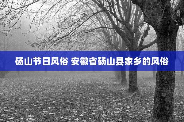 砀山节日风俗 安徽省砀山县家乡的风俗
