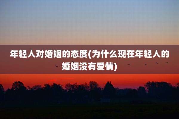 年轻人对婚姻的态度(为什么现在年轻人的婚姻没有爱情)