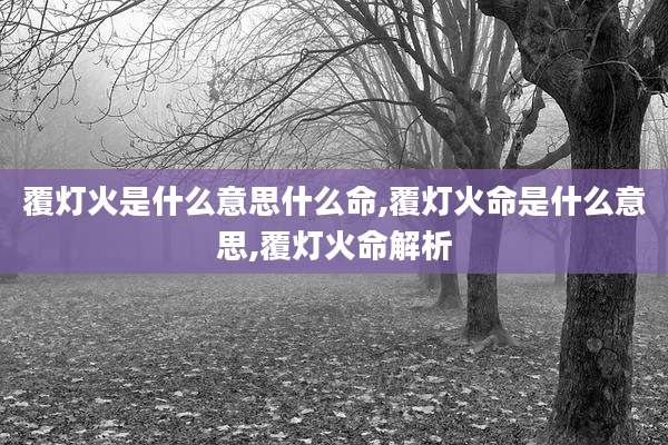 覆灯火是什么意思什么命,覆灯火命是什么意思,覆灯火命解析