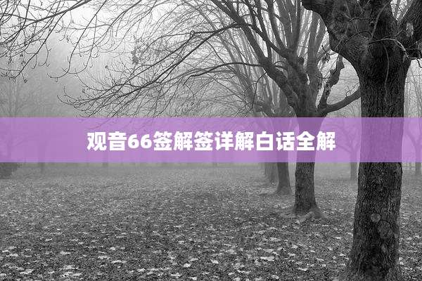 观音66签解签详解白话全解