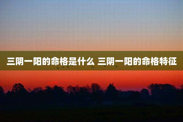 三阴一阳的命格是什么 三阴一阳的命格特征