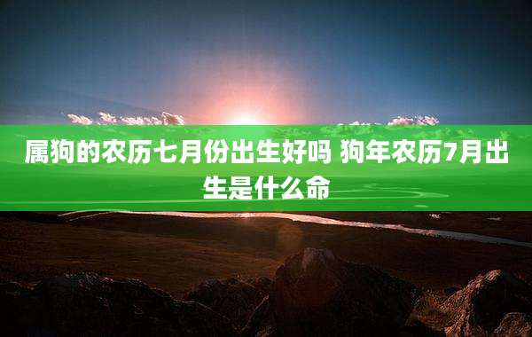 属狗的农历七月份出生好吗 狗年农历7月出生是什么命