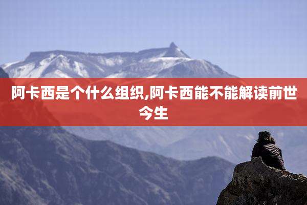 阿卡西是个什么组织,阿卡西能不能解读前世今生