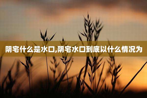 阴宅什么是水口,阴宅水口到底以什么情况为