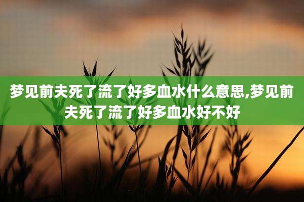 梦见前夫死了流了好多血水什么意思,梦见前夫死了流了好多血水好不好