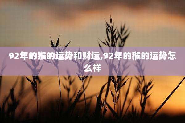 92年的猴的运势和财运,92年的猴的运势怎么样