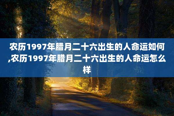 农历1997年腊月二十六出生的人命运如何,农历1997年腊月二十六出生的人命运怎么样