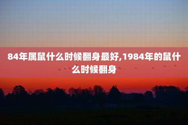84年属鼠什么时候翻身最好,1984年的鼠什么时候翻身