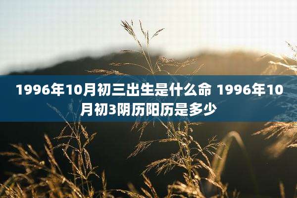 1996年10月初三出生是什么命 1996年10月初3阴历阳历是多少