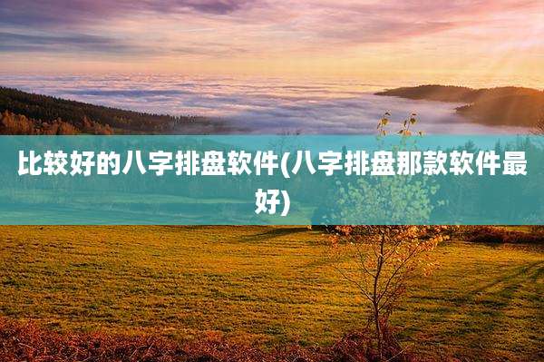 比较好的八字排盘软件(八字排盘那款软件最好)