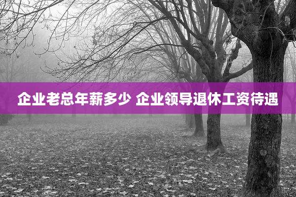 企业老总年薪多少 企业领导退休工资待遇
