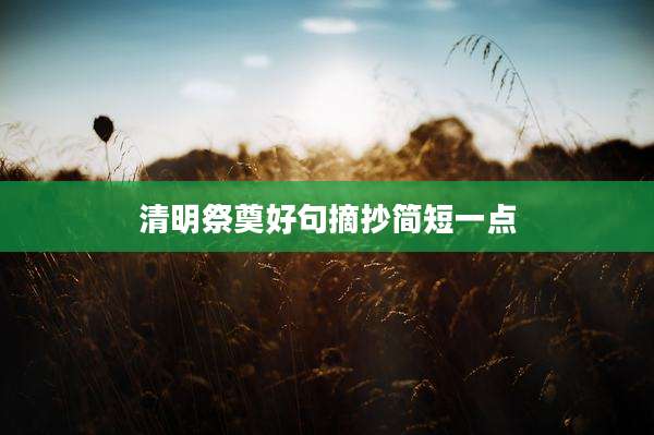 清明祭奠好句摘抄简短一点