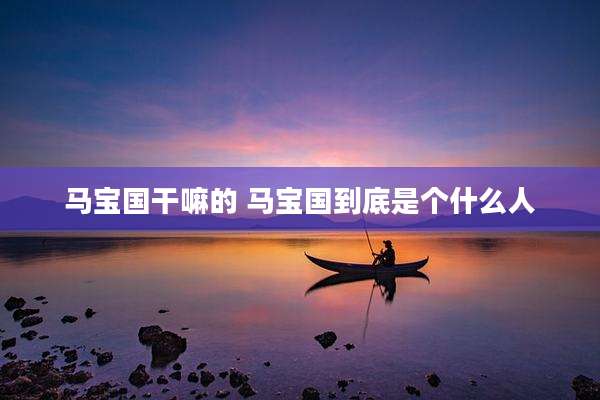 马宝国干嘛的 马宝国到底是个什么人