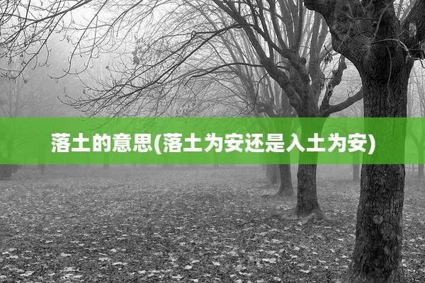 落土的意思(落土为安还是入土为安)