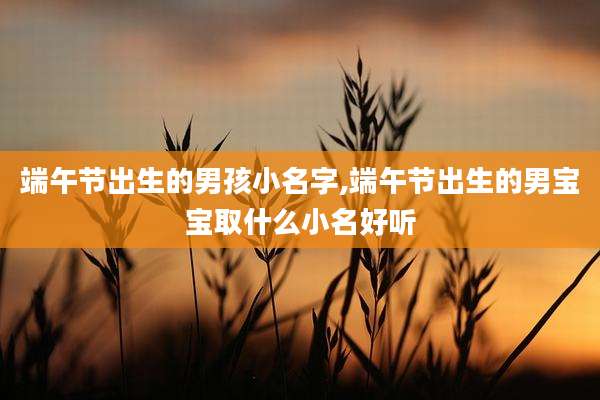 端午节出生的男孩小名字,端午节出生的男宝宝取什么小名好听