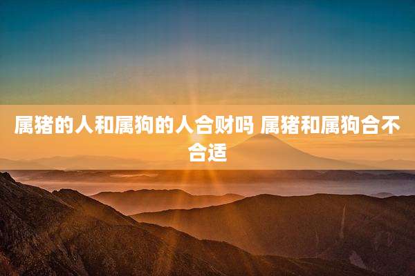 属猪的人和属狗的人合财吗 属猪和属狗合不合适