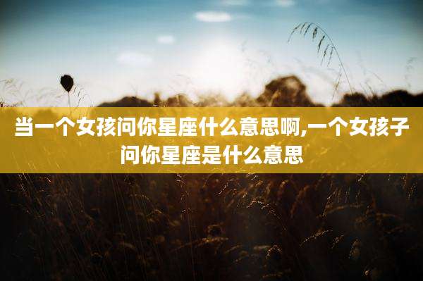当一个女孩问你星座什么意思啊,一个女孩子问你星座是什么意思