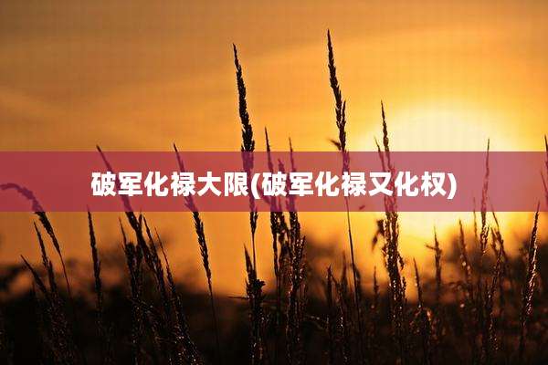 破军化禄大限(破军化禄又化权)