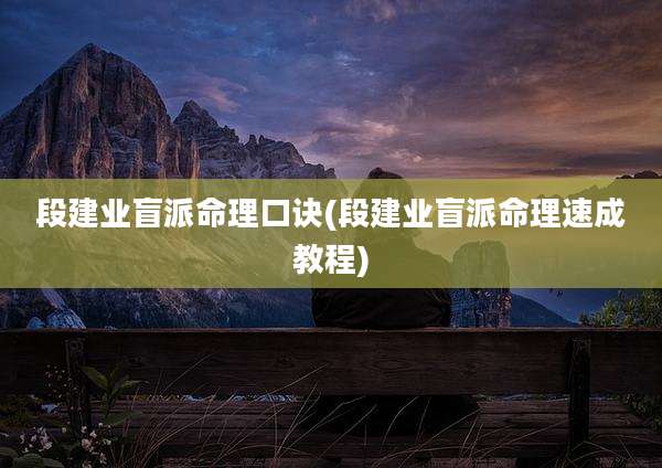 段建业盲派命理口诀(段建业盲派命理速成教程)