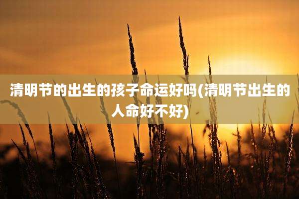 清明节的出生的孩子命运好吗(清明节出生的人命好不好)