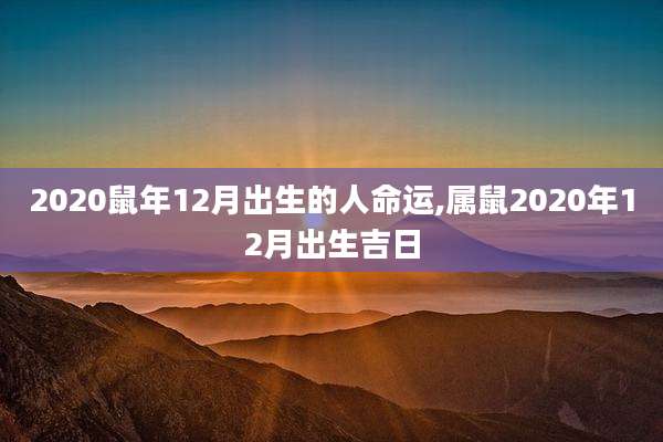 2020鼠年12月出生的人命运,属鼠2020年12月出生吉日