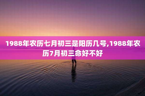 1988年农历七月初三是阳历几号,1988年农历7月初三命好不好