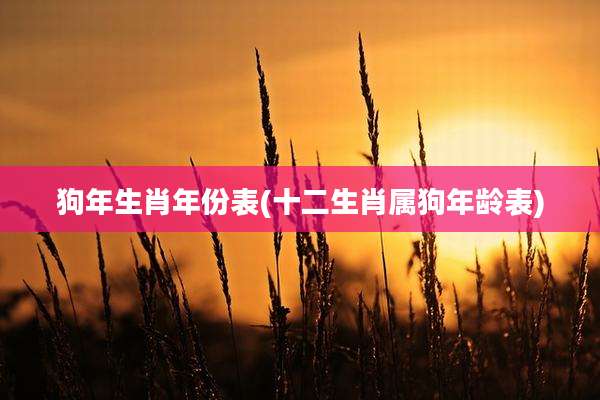 狗年生肖年份表(十二生肖属狗年龄表)