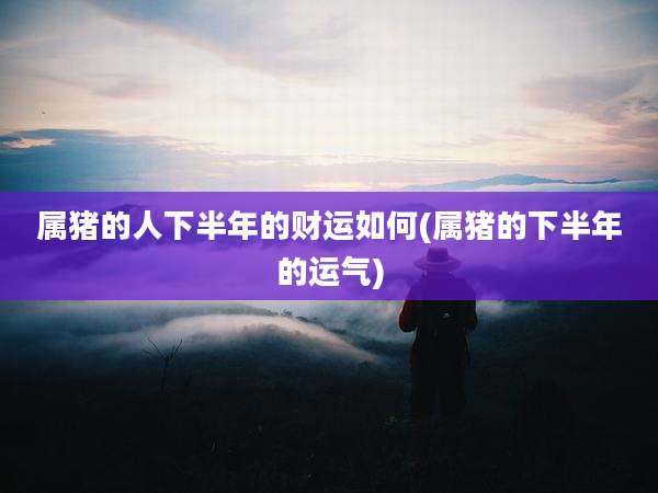 属猪的人下半年的财运如何(属猪的下半年的运气)