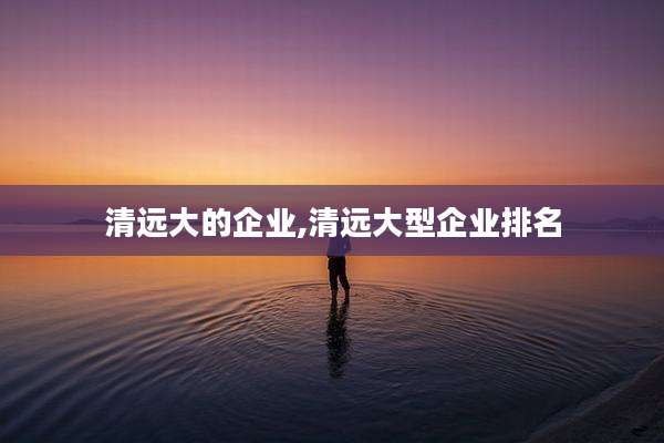 清远大的企业,清远大型企业排名