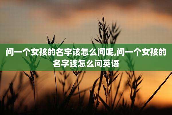 问一个女孩的名字该怎么问呢,问一个女孩的名字该怎么问英语