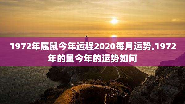1972年属鼠今年运程2020每月运势,1972年的鼠今年的运势如何
