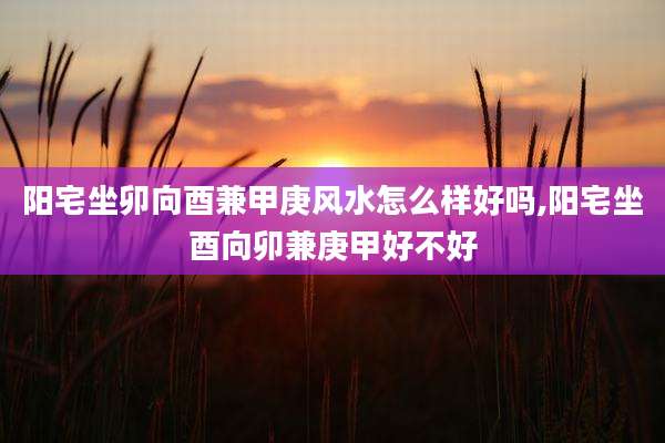 阳宅坐卯向酉兼甲庚风水怎么样好吗,阳宅坐酉向卯兼庚甲好不好