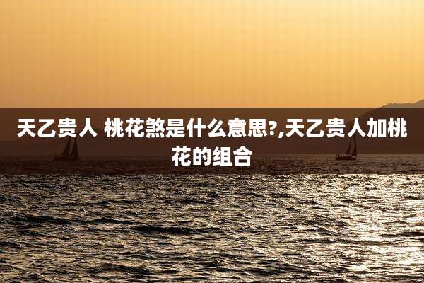 天乙贵人 桃花煞是什么意思?,天乙贵人加桃花的组合