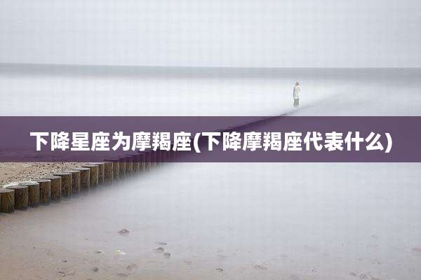 下降星座为摩羯座(下降摩羯座代表什么)