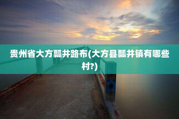 贵州省大方瓢井路布(大方县瓢井镇有哪些村?)