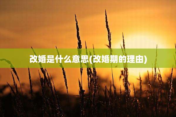改婚是什么意思(改婚期的理由)