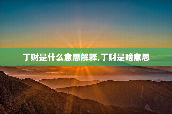 丁财是什么意思解释,丁财是啥意思