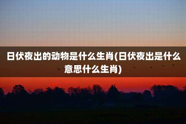 日伏夜出的动物是什么生肖(日伏夜出是什么意思什么生肖)