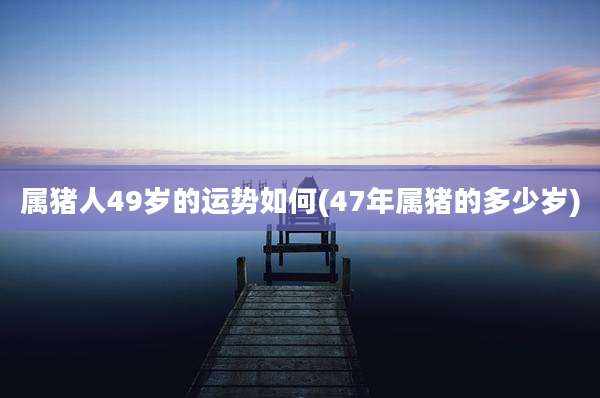 属猪人49岁的运势如何(47年属猪的多少岁)