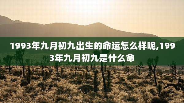 1993年九月初九出生的命运怎么样呢,1993年九月初九是什么命
