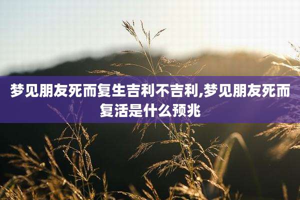 梦见朋友死而复生吉利不吉利,梦见朋友死而复活是什么预兆
