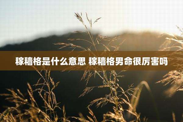 稼穑格是什么意思 稼穑格男命很厉害吗