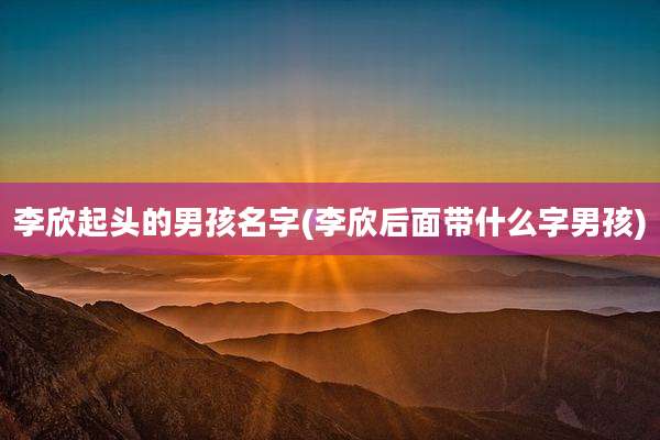 李欣起头的男孩名字(李欣后面带什么字男孩)